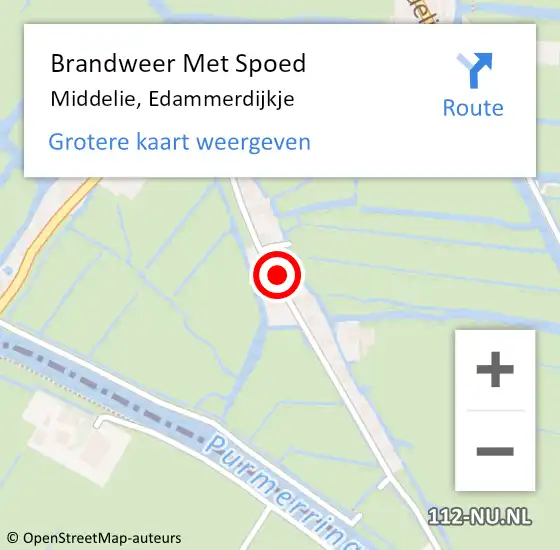 Locatie op kaart van de 112 melding: Brandweer Met Spoed Naar Middelie, Edammerdijkje op 11 juli 2014 01:17