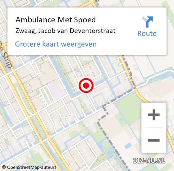 Locatie op kaart van de 112 melding: Ambulance Met Spoed Naar Zwaag, Jacob van Deventerstraat op 14 maart 2022 07:40