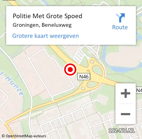 Locatie op kaart van de 112 melding: Politie Met Grote Spoed Naar Groningen, Beneluxweg op 14 maart 2022 07:41