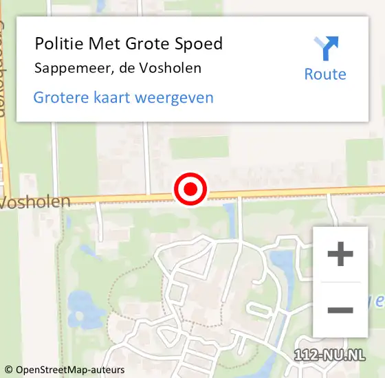 Locatie op kaart van de 112 melding: Politie Met Grote Spoed Naar Sappemeer, de Vosholen op 14 maart 2022 07:52