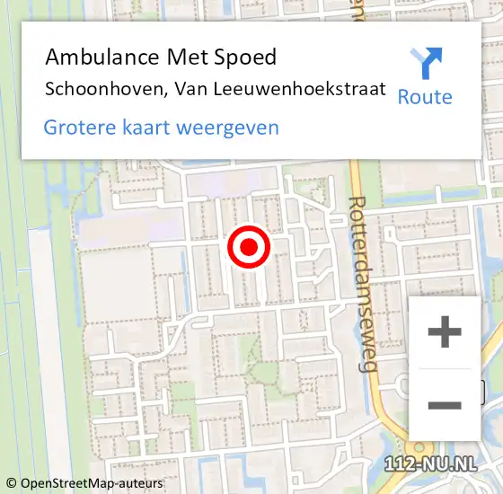 Locatie op kaart van de 112 melding: Ambulance Met Spoed Naar Schoonhoven, Van Leeuwenhoekstraat op 14 maart 2022 08:11