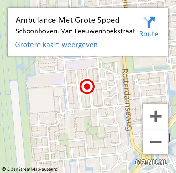 Locatie op kaart van de 112 melding: Ambulance Met Grote Spoed Naar Schoonhoven, Van Leeuwenhoekstraat op 14 maart 2022 08:13