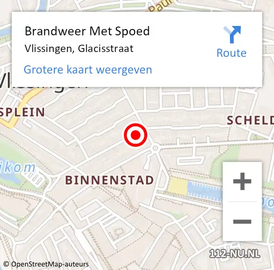 Locatie op kaart van de 112 melding: Brandweer Met Spoed Naar Vlissingen, Glacisstraat op 14 maart 2022 08:18