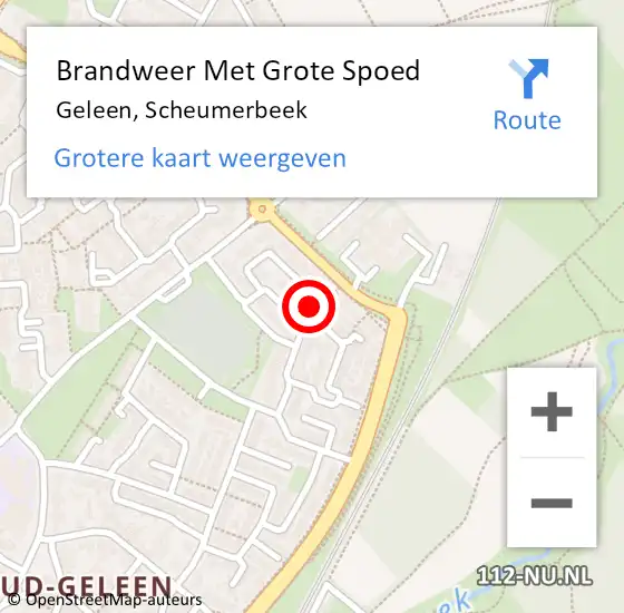 Locatie op kaart van de 112 melding: Brandweer Met Grote Spoed Naar Geleen, Scheumerbeek op 14 maart 2022 08:33