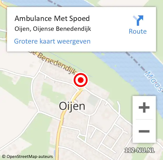 Locatie op kaart van de 112 melding: Ambulance Met Spoed Naar Oijen, Oijense Benedendijk op 11 juli 2014 01:39