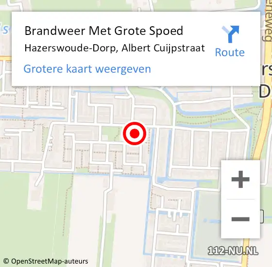 Locatie op kaart van de 112 melding: Brandweer Met Grote Spoed Naar Hazerswoude-Dorp, Albert Cuijpstraat op 14 maart 2022 08:47