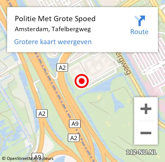 Locatie op kaart van de 112 melding: Politie Met Grote Spoed Naar Amsterdam-Zuidoost, Tafelbergweg op 14 maart 2022 08:48