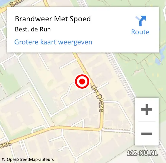 Locatie op kaart van de 112 melding: Brandweer Met Spoed Naar Best, de Run op 14 maart 2022 08:52