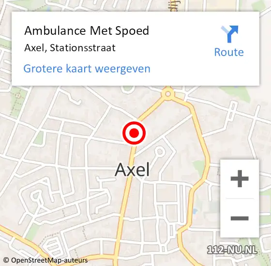 Locatie op kaart van de 112 melding: Ambulance Met Spoed Naar Axel, Stationsstraat op 11 juli 2014 01:53