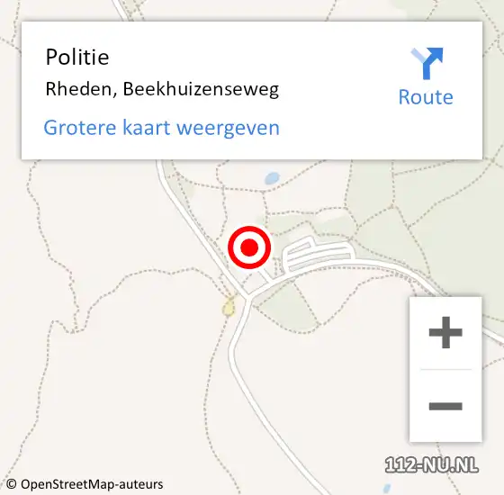 Locatie op kaart van de 112 melding: Politie Rheden, Beekhuizenseweg op 14 maart 2022 09:26