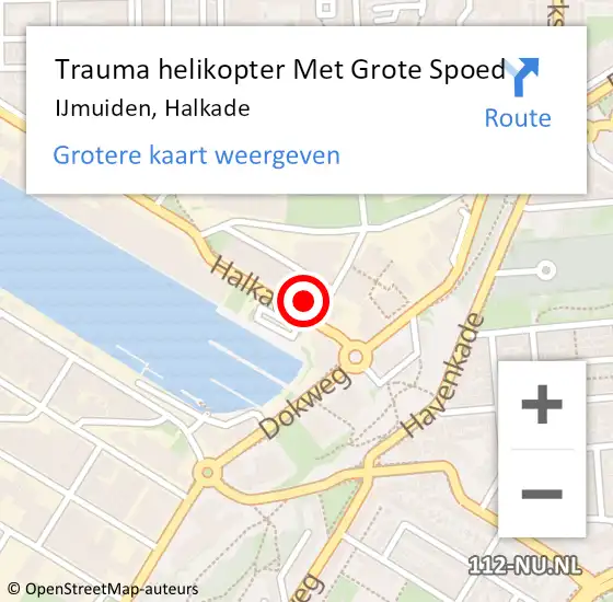 Locatie op kaart van de 112 melding: Trauma helikopter Met Grote Spoed Naar IJmuiden, Halkade op 14 maart 2022 09:35