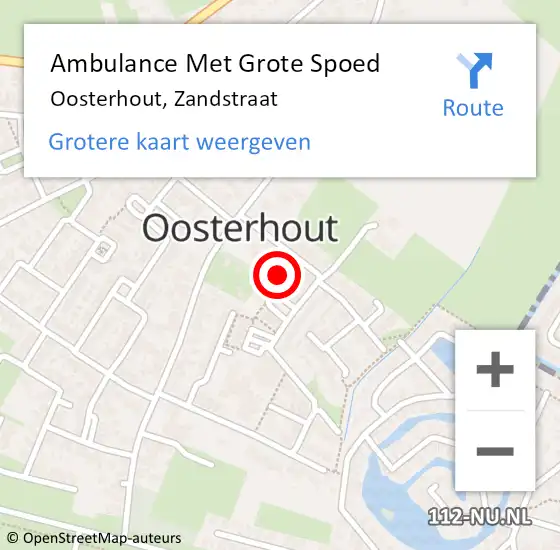 Locatie op kaart van de 112 melding: Ambulance Met Grote Spoed Naar Oosterhout, Zandstraat op 14 maart 2022 09:37