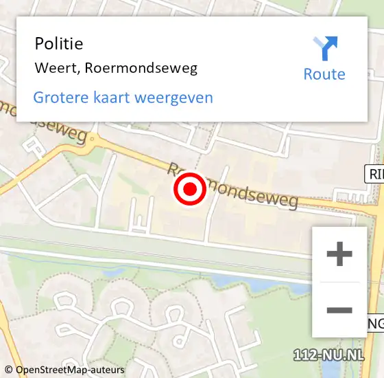 Locatie op kaart van de 112 melding: Politie Weert, Roermondseweg op 14 maart 2022 10:14