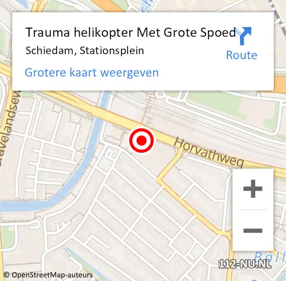 Locatie op kaart van de 112 melding: Trauma helikopter Met Grote Spoed Naar Schiedam, Stationsplein op 14 maart 2022 10:15