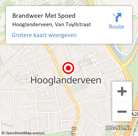 Locatie op kaart van de 112 melding: Brandweer Met Spoed Naar Hooglanderveen, Van Tuyllstraat op 14 maart 2022 10:51