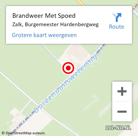 Locatie op kaart van de 112 melding: Brandweer Met Spoed Naar Zalk, Burgemeester Hardenbergweg op 14 maart 2022 11:02