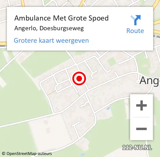 Locatie op kaart van de 112 melding: Ambulance Met Grote Spoed Naar Angerlo, Doesburgseweg op 14 maart 2022 11:06