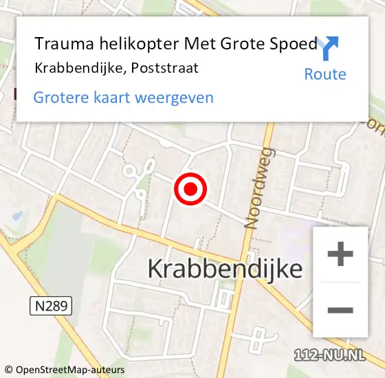 Locatie op kaart van de 112 melding: Trauma helikopter Met Grote Spoed Naar Krabbendijke, Poststraat op 14 maart 2022 11:22