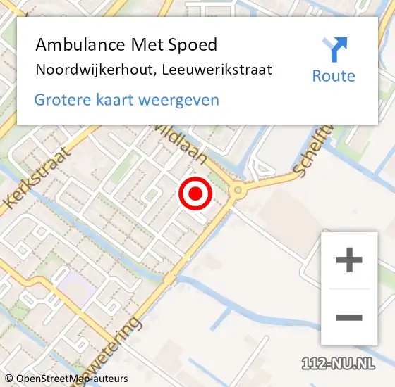 Locatie op kaart van de 112 melding: Ambulance Met Spoed Naar Noordwijkerhout, Leeuwerikstraat op 14 maart 2022 11:26