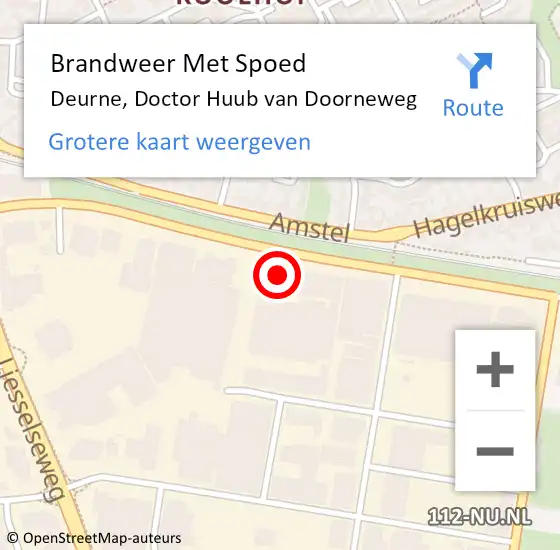 Locatie op kaart van de 112 melding: Brandweer Met Spoed Naar Deurne, Doctor Huub van Doorneweg op 14 maart 2022 11:59