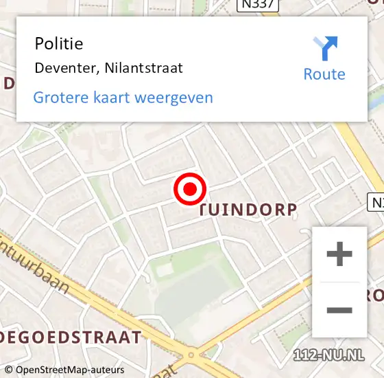 Locatie op kaart van de 112 melding: Politie Deventer, Nilantstraat op 14 maart 2022 12:00