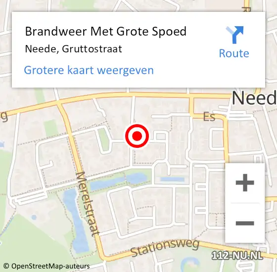 Locatie op kaart van de 112 melding: Brandweer Met Grote Spoed Naar Neede, Gruttostraat op 14 maart 2022 12:01