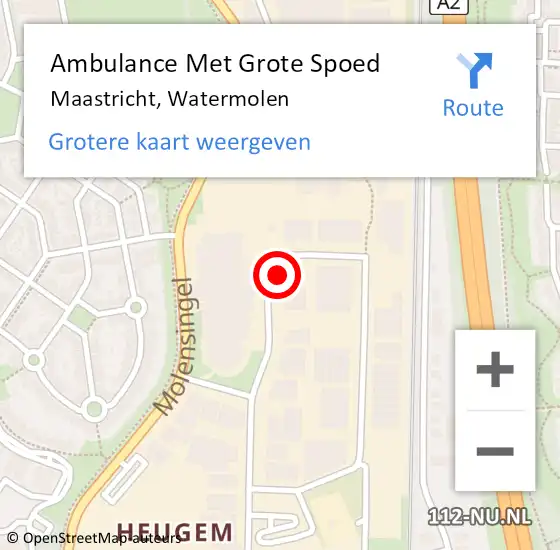 Locatie op kaart van de 112 melding: Ambulance Met Grote Spoed Naar Maastricht, Watermolen op 14 maart 2022 12:06