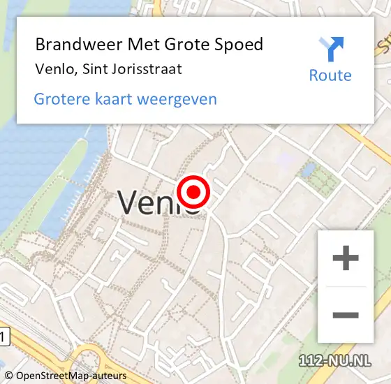 Locatie op kaart van de 112 melding: Brandweer Met Grote Spoed Naar Venlo, Sint Jorisstraat op 14 maart 2022 12:10