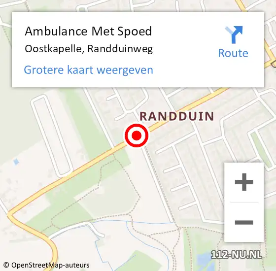 Locatie op kaart van de 112 melding: Ambulance Met Spoed Naar Oostkapelle, Randduinweg op 11 juli 2014 02:46