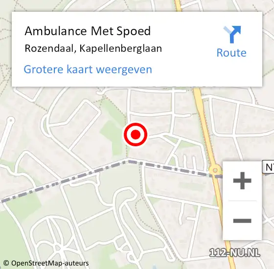 Locatie op kaart van de 112 melding: Ambulance Met Spoed Naar Rozendaal, Kapellenberglaan op 14 maart 2022 12:18