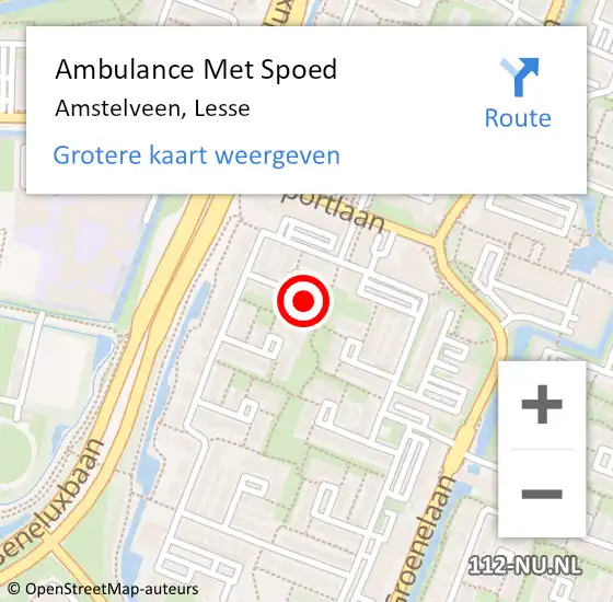 Locatie op kaart van de 112 melding: Ambulance Met Spoed Naar Amstelveen, Lesse op 14 maart 2022 12:18