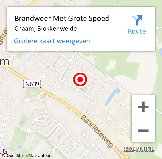 Locatie op kaart van de 112 melding: Brandweer Met Grote Spoed Naar Chaam, Blokkenweide op 14 maart 2022 13:01