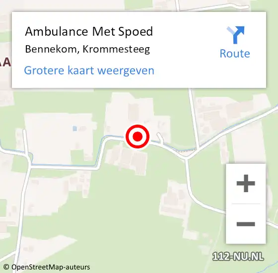 Locatie op kaart van de 112 melding: Ambulance Met Spoed Naar Bennekom, Krommesteeg op 14 maart 2022 13:03