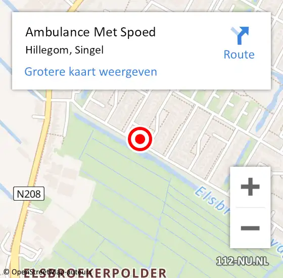 Locatie op kaart van de 112 melding: Ambulance Met Spoed Naar Hillegom, Singel op 14 maart 2022 13:21