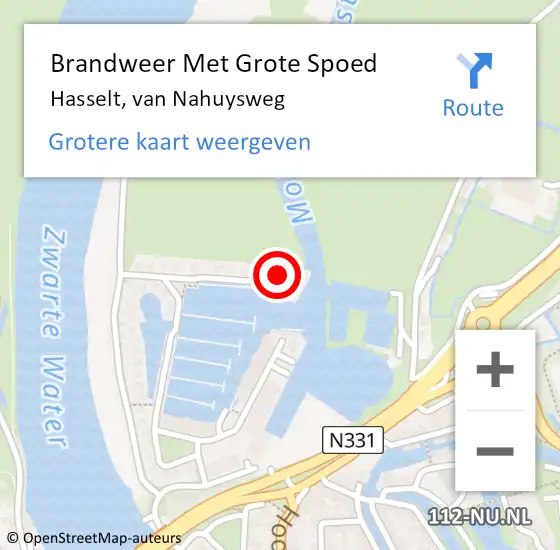 Locatie op kaart van de 112 melding: Brandweer Met Grote Spoed Naar Hasselt, van Nahuysweg op 14 maart 2022 13:23