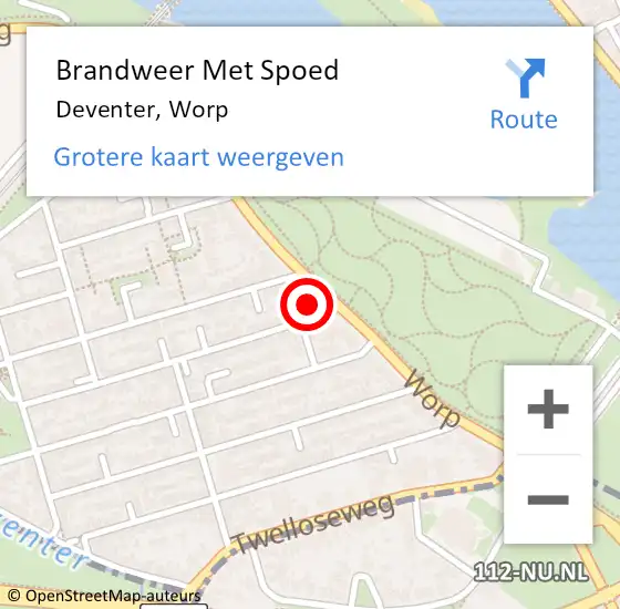 Locatie op kaart van de 112 melding: Brandweer Met Spoed Naar Deventer, Worp op 14 maart 2022 13:35