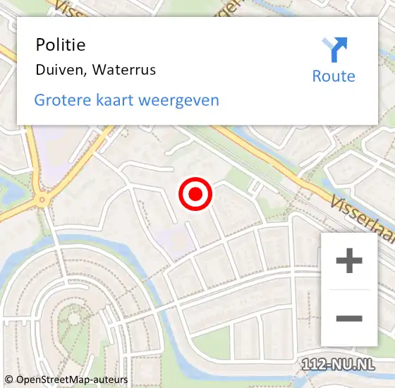 Locatie op kaart van de 112 melding: Politie Duiven, Waterrus op 14 maart 2022 13:43