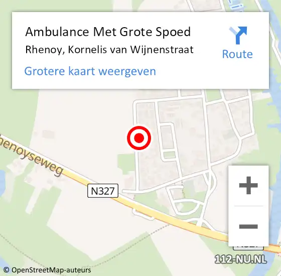 Locatie op kaart van de 112 melding: Ambulance Met Grote Spoed Naar Rhenoy, Kornelis van Wijnenstraat op 14 maart 2022 13:56
