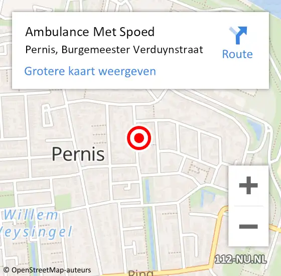 Locatie op kaart van de 112 melding: Ambulance Met Spoed Naar Pernis, Burgemeester Verduynstraat op 14 maart 2022 14:05