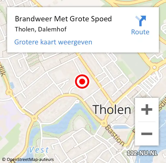 Locatie op kaart van de 112 melding: Brandweer Met Grote Spoed Naar Tholen, Dalemhof op 14 maart 2022 14:17