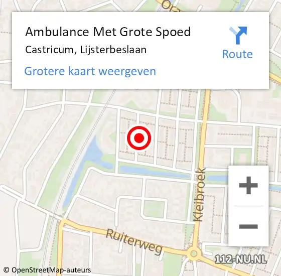 Locatie op kaart van de 112 melding: Ambulance Met Grote Spoed Naar Castricum, Lijsterbeslaan op 14 maart 2022 14:26