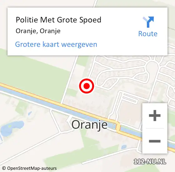 Locatie op kaart van de 112 melding: Politie Met Grote Spoed Naar Oranje, Oranje op 14 maart 2022 14:27
