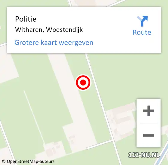 Locatie op kaart van de 112 melding: Politie Witharen, Woestendijk op 14 maart 2022 14:36