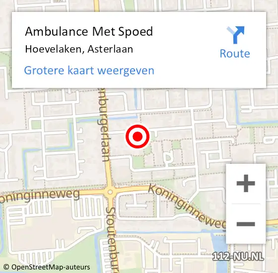 Locatie op kaart van de 112 melding: Ambulance Met Spoed Naar Hoevelaken, Asterlaan op 14 maart 2022 14:56