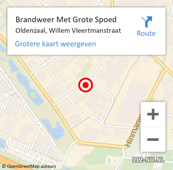 Locatie op kaart van de 112 melding: Brandweer Met Grote Spoed Naar Oldenzaal, Willem Vleertmanstraat op 14 maart 2022 15:05