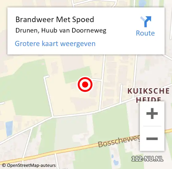 Locatie op kaart van de 112 melding: Brandweer Met Spoed Naar Drunen, Huub van Doorneweg op 14 maart 2022 15:07