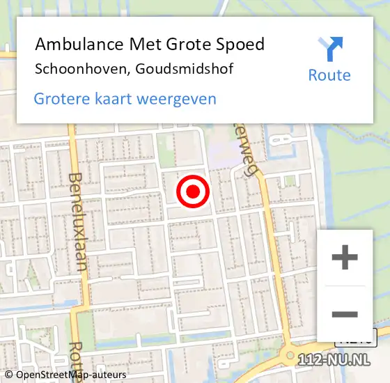 Locatie op kaart van de 112 melding: Ambulance Met Grote Spoed Naar Schoonhoven, Goudsmidshof op 7 oktober 2013 21:53