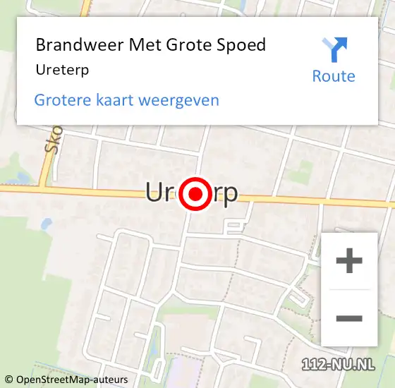 Locatie op kaart van de 112 melding: Brandweer Met Grote Spoed Naar Ureterp op 14 maart 2022 15:21