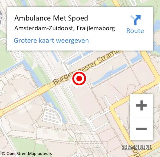 Locatie op kaart van de 112 melding: Ambulance Met Spoed Naar Amsterdam-Zuidoost, Fraijlemaborg op 14 maart 2022 15:24