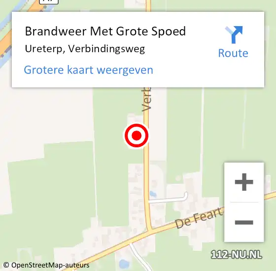 Locatie op kaart van de 112 melding: Brandweer Met Grote Spoed Naar Ureterp, Verbindingsweg op 14 maart 2022 15:32